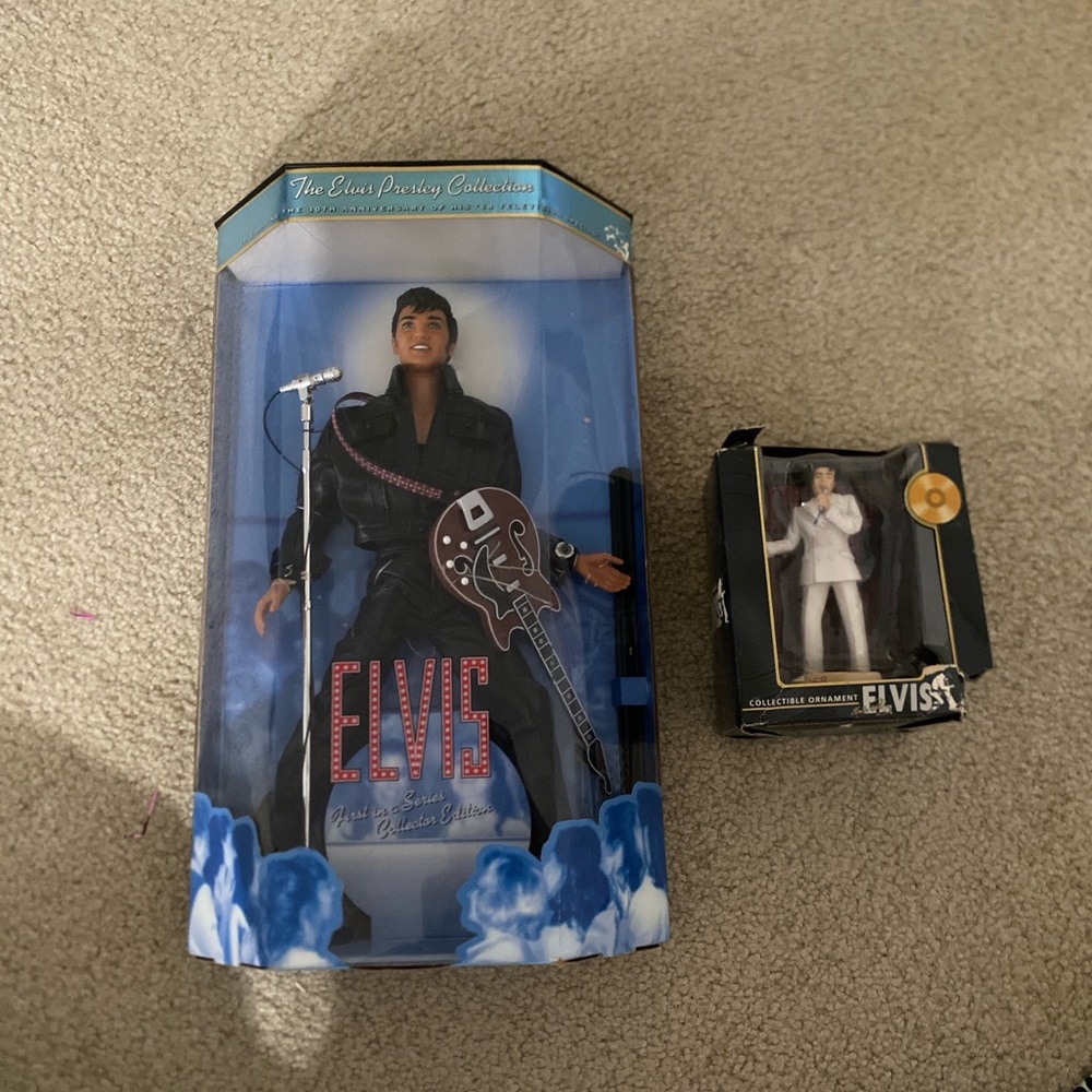 Elvis Presley Collectible Doll with Guitar and Elvis Presley Ornament Bundle